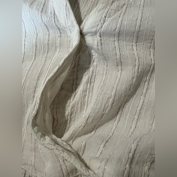 Madewell bubble sleeve peplum top metallic thread stripe size XS - Picture 8 of 14